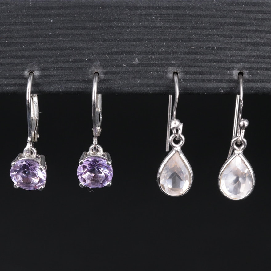 Sterling Silver Earring Duo Including Amethyst