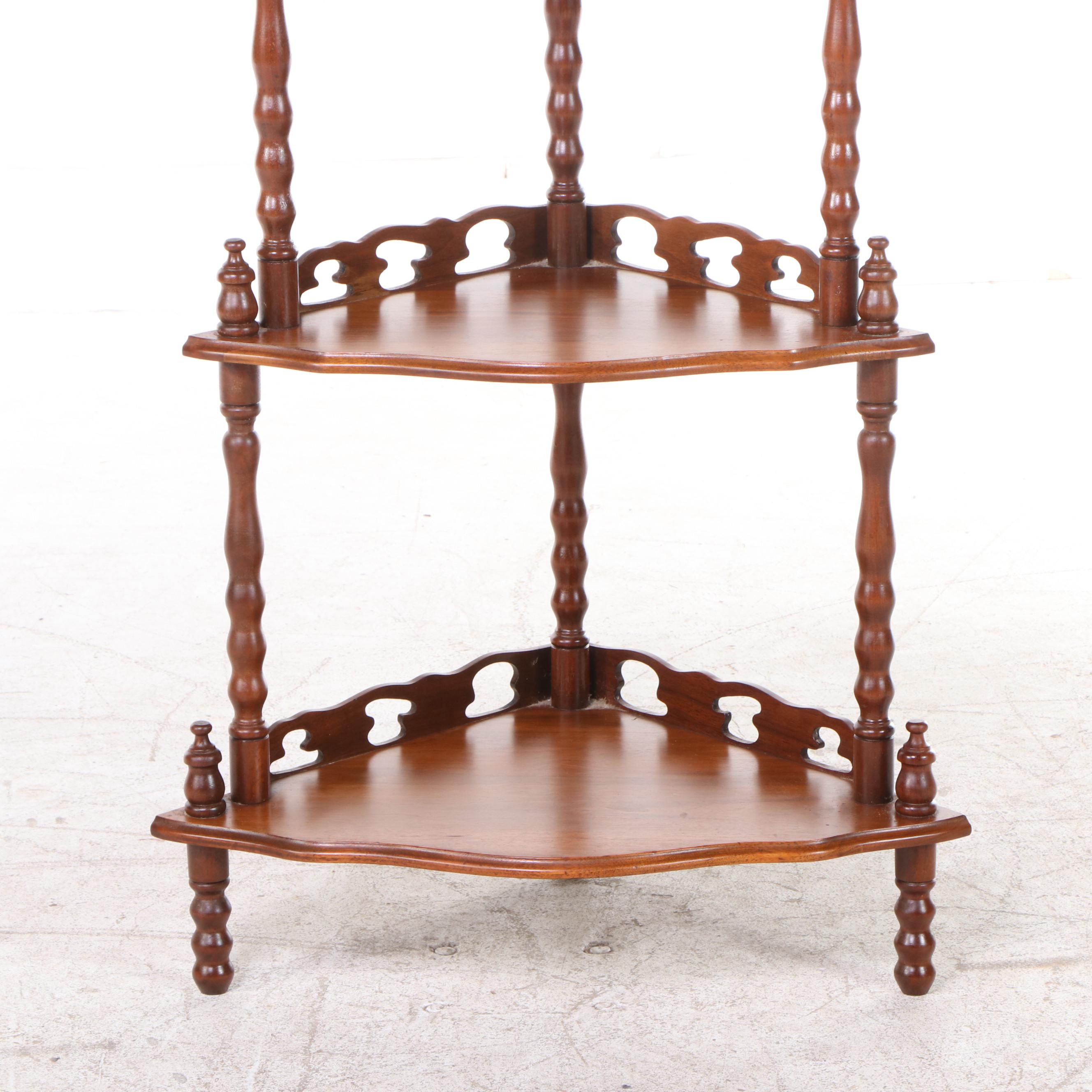 Victorian Style Walnut Corner Whatnot Shelf, 20th Century EBTH