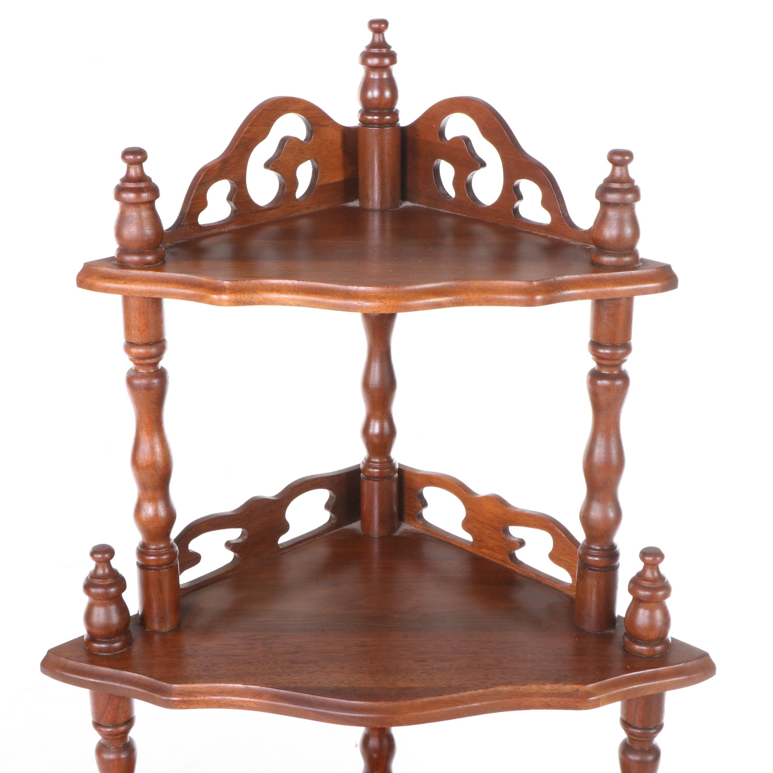 Victorian Style Walnut Corner Whatnot Shelf, 20th Century EBTH