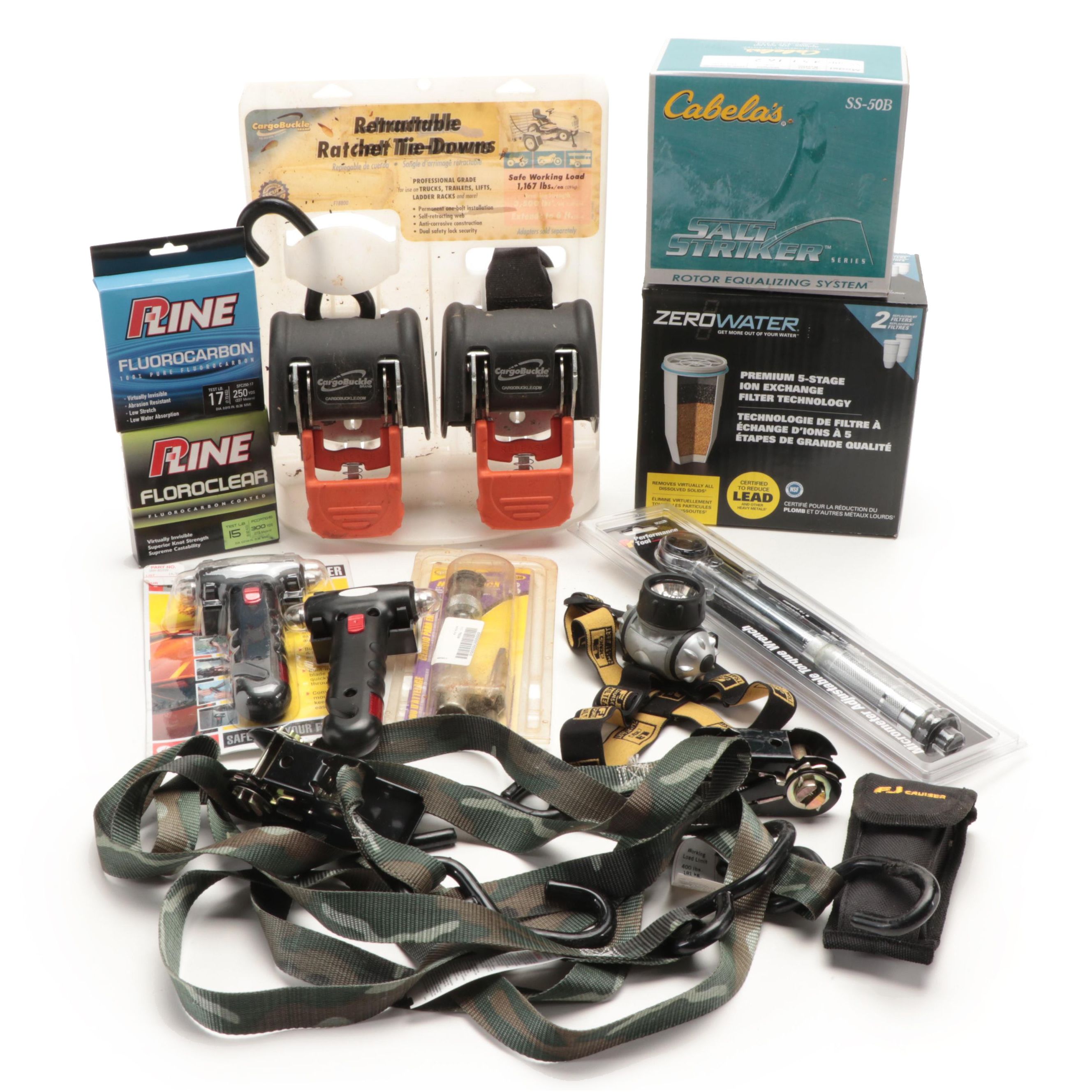 Salt Striker Fishing Rod and Line with Ratchet Tie Downs, Hitch Lock