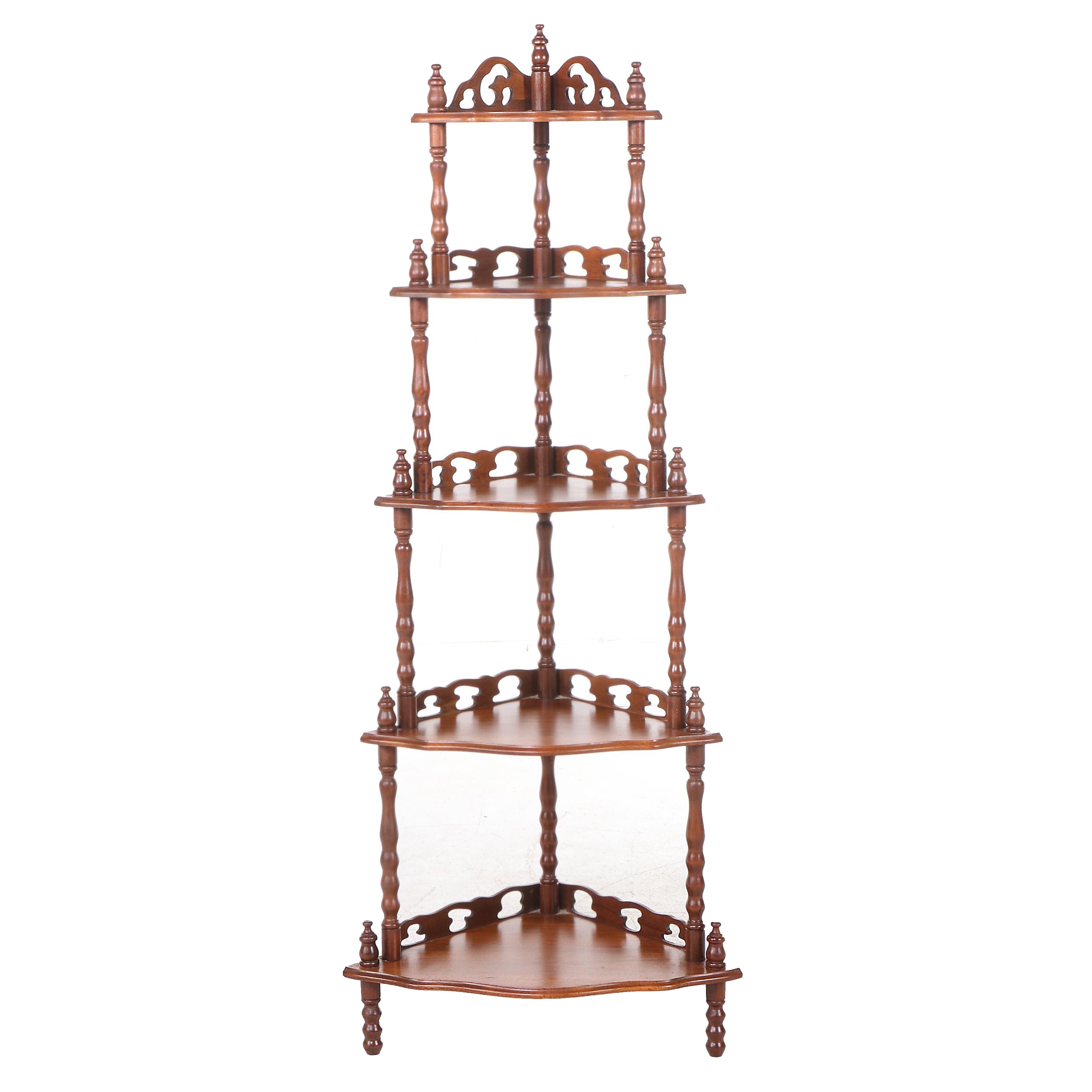 Victorian Style Walnut Corner Whatnot Shelf, 20th Century EBTH
