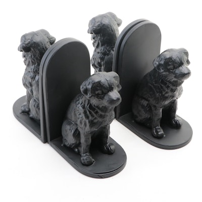 Painted Metal Dog Bookends