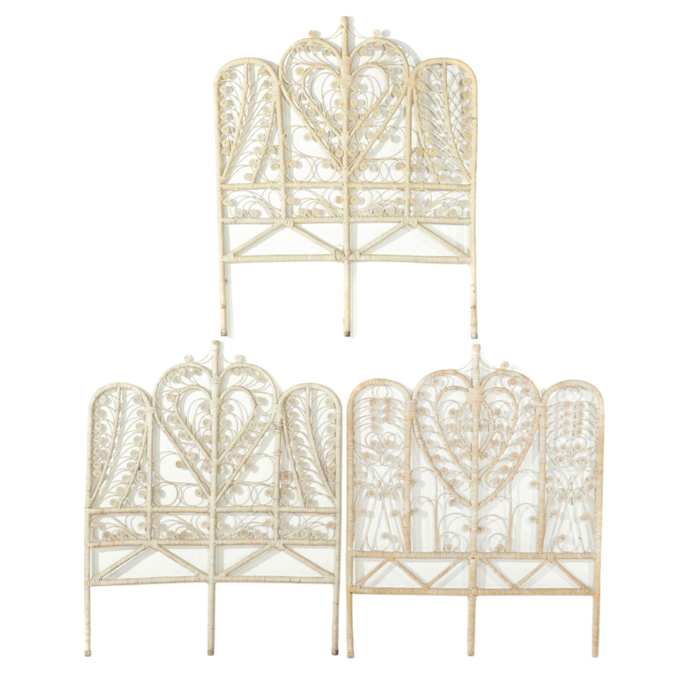 Three WhitePainted Wicker TwinSize Headboards, Mid20th Century EBTH