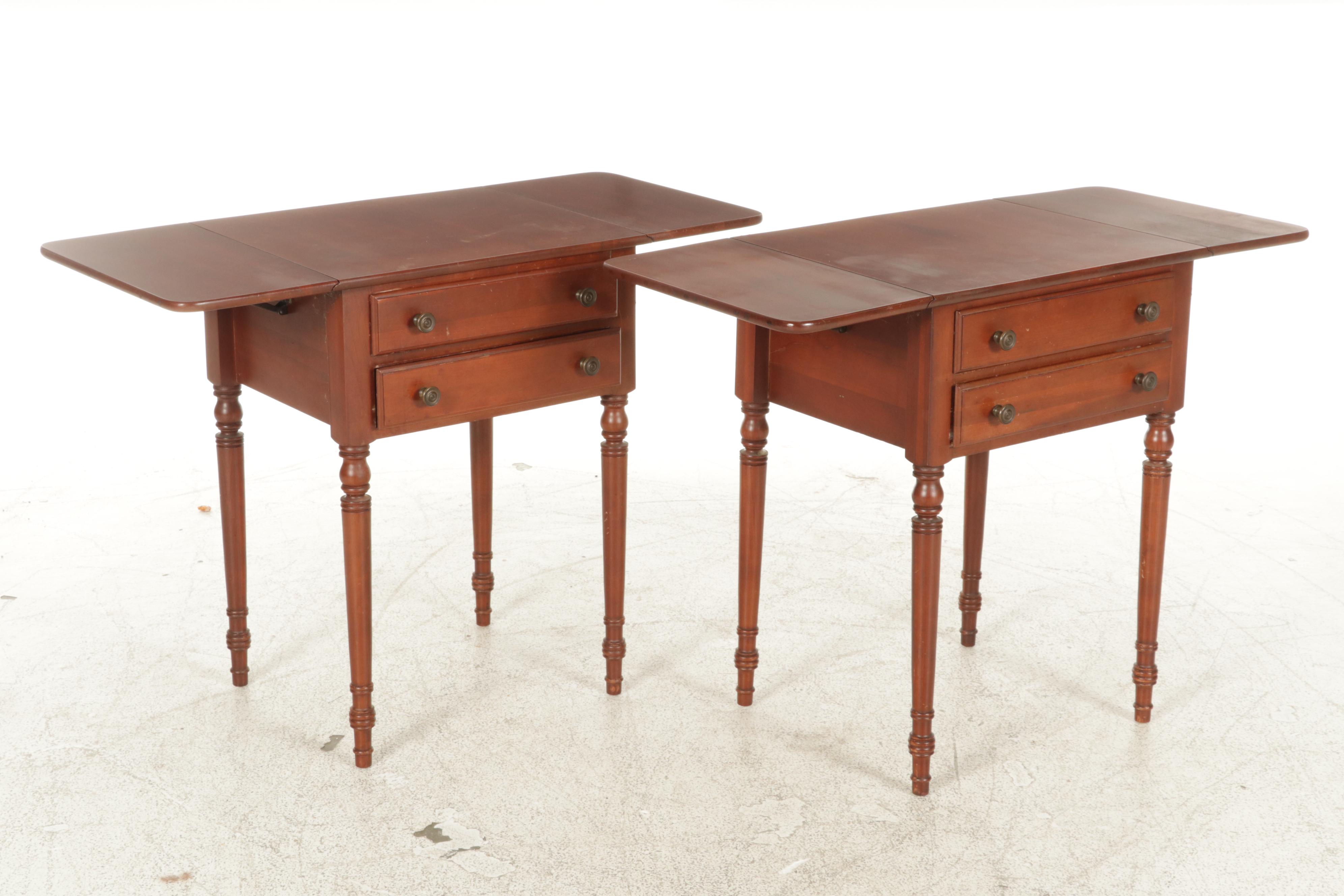 Pair of Consider H. Willett Cherrywood Drop Leaf End Tables, Mid20th