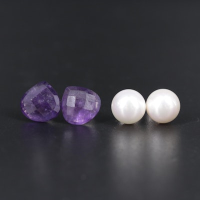 Sterling Silver Earring Duo Including Pearl