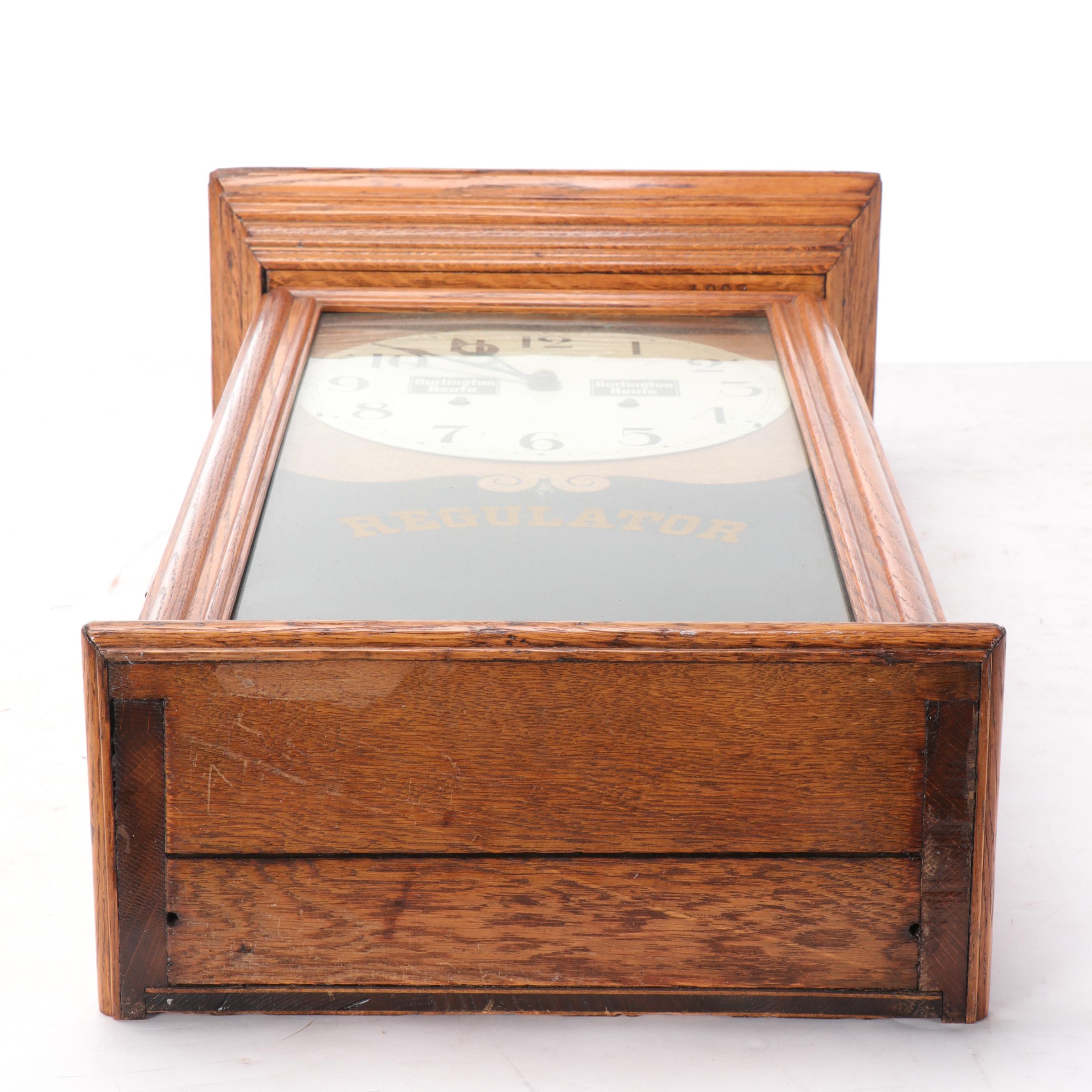 Oak Case Railroad Regulator Clock, 20th Century EBTH