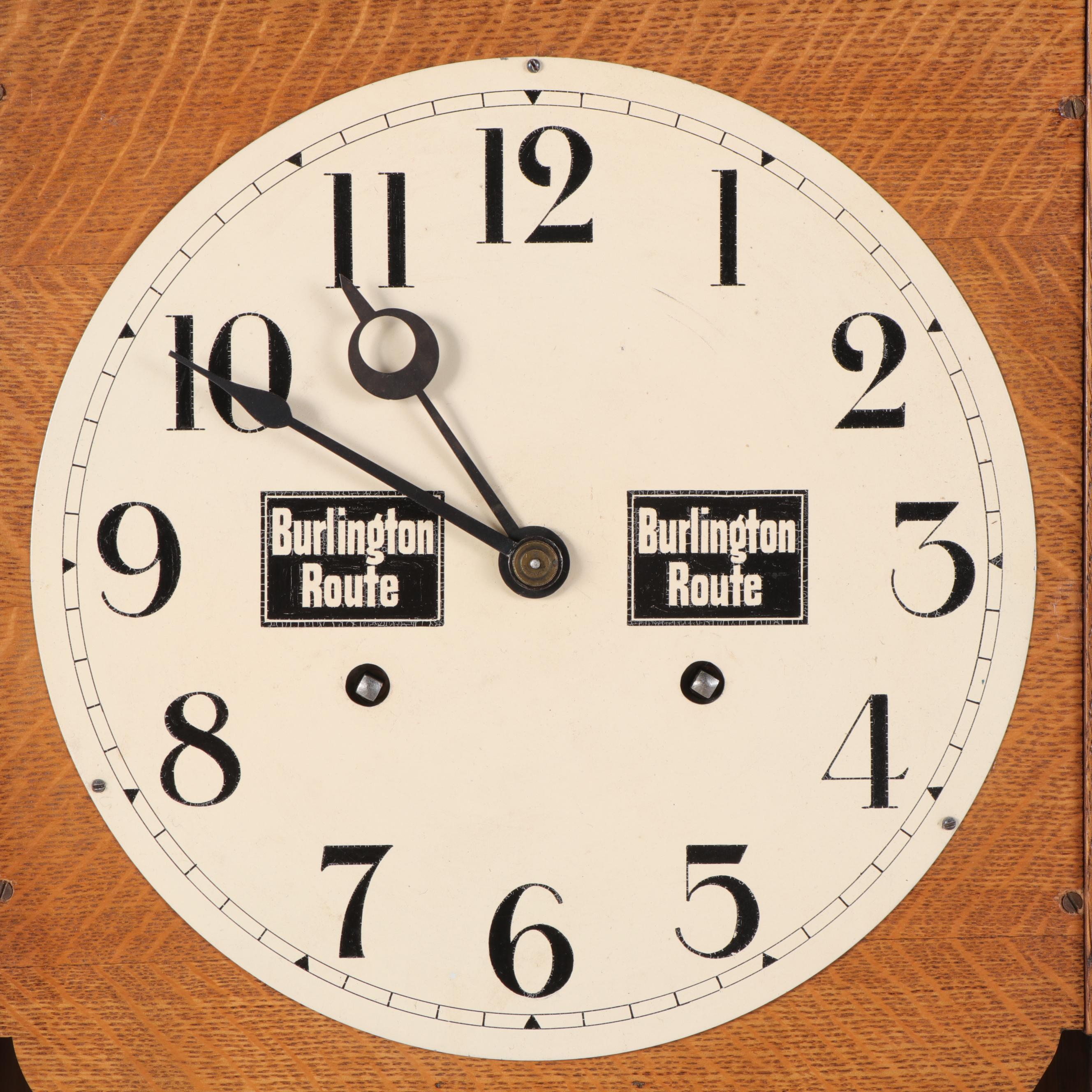 Oak Case Railroad Regulator Clock, 20th Century EBTH