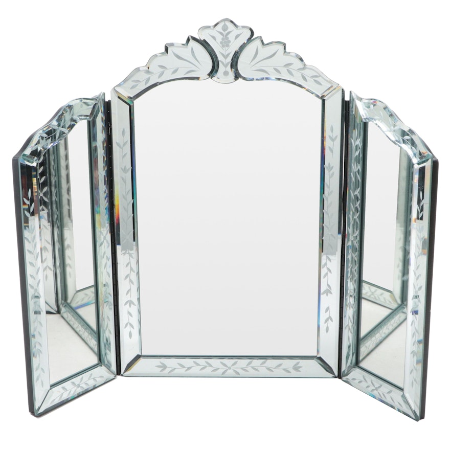 Venetian Glass  Style Vanity Folding Mirror