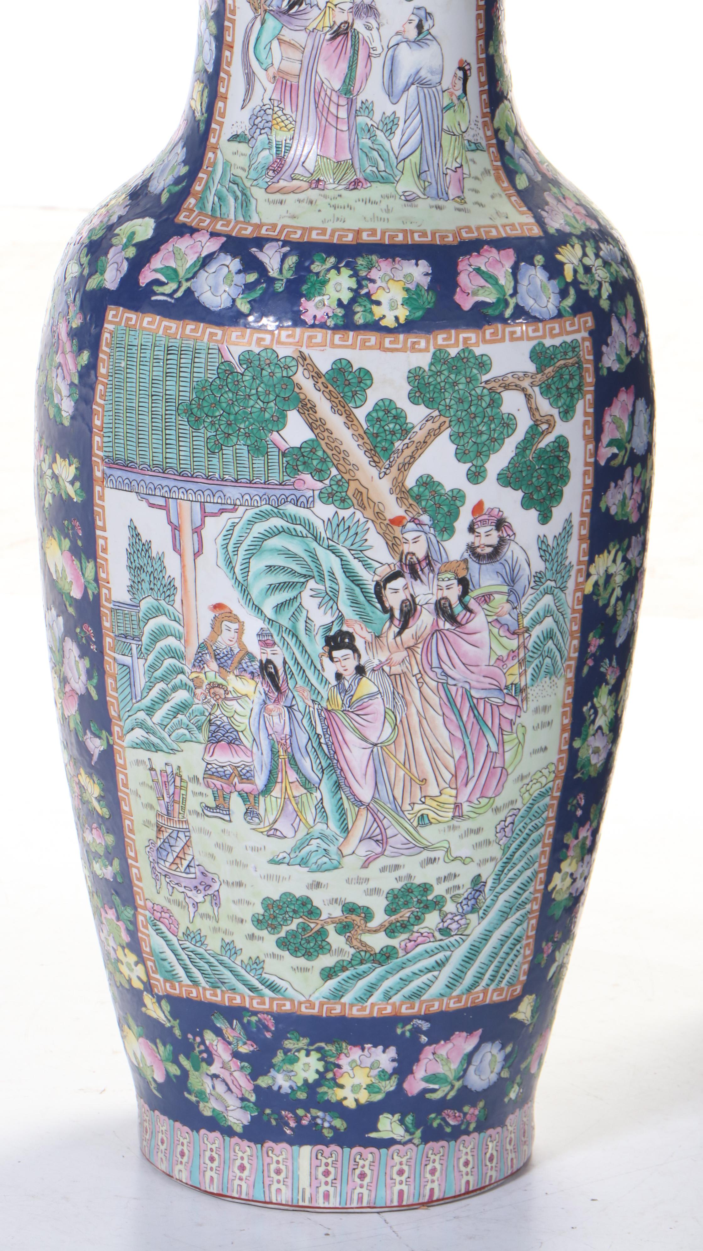 Large Chinese Floor Vase with Figural Scenes EBTH