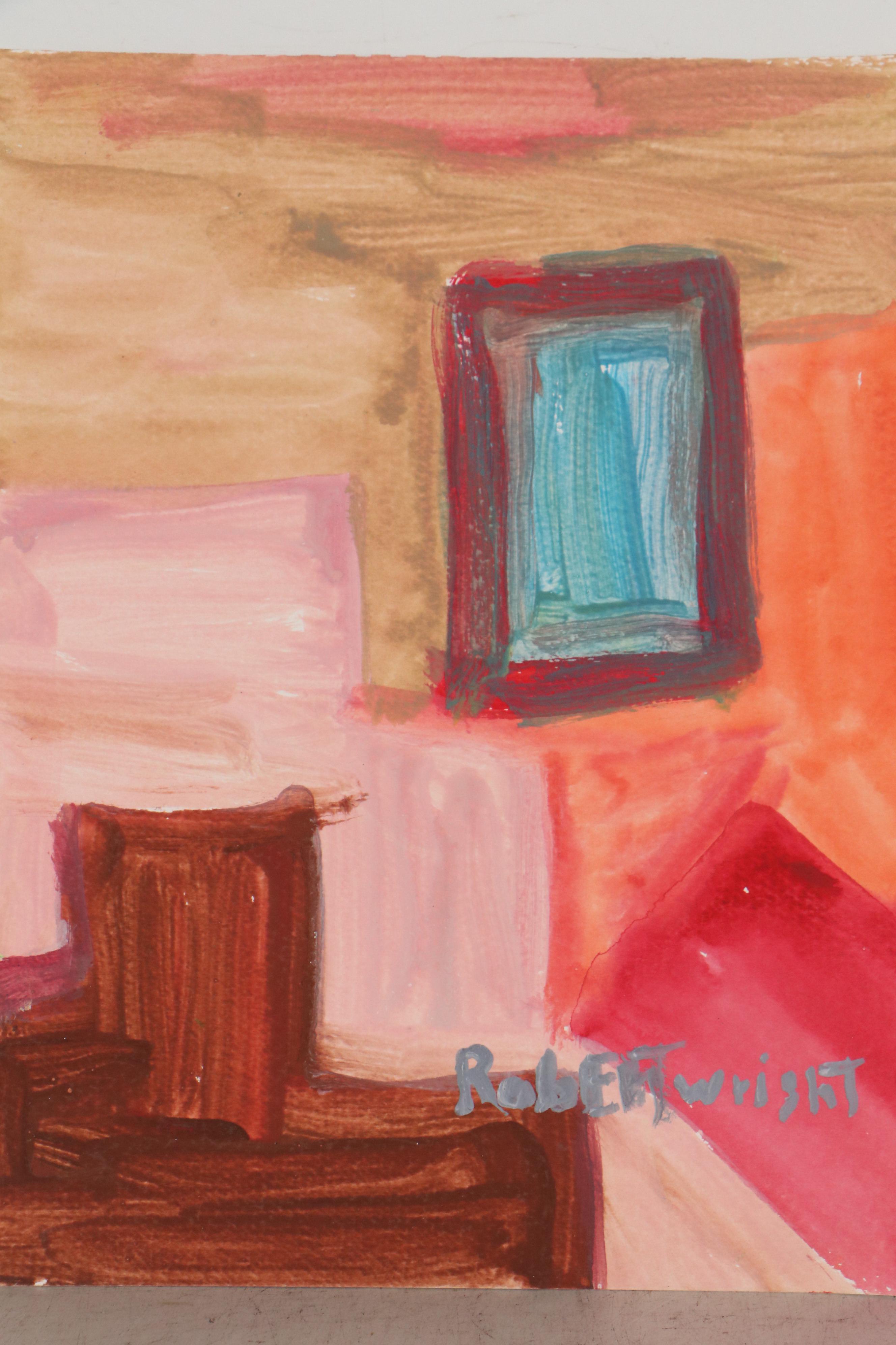 Robert Wright Abstract Folk Art Acrylic Paintings EBTH