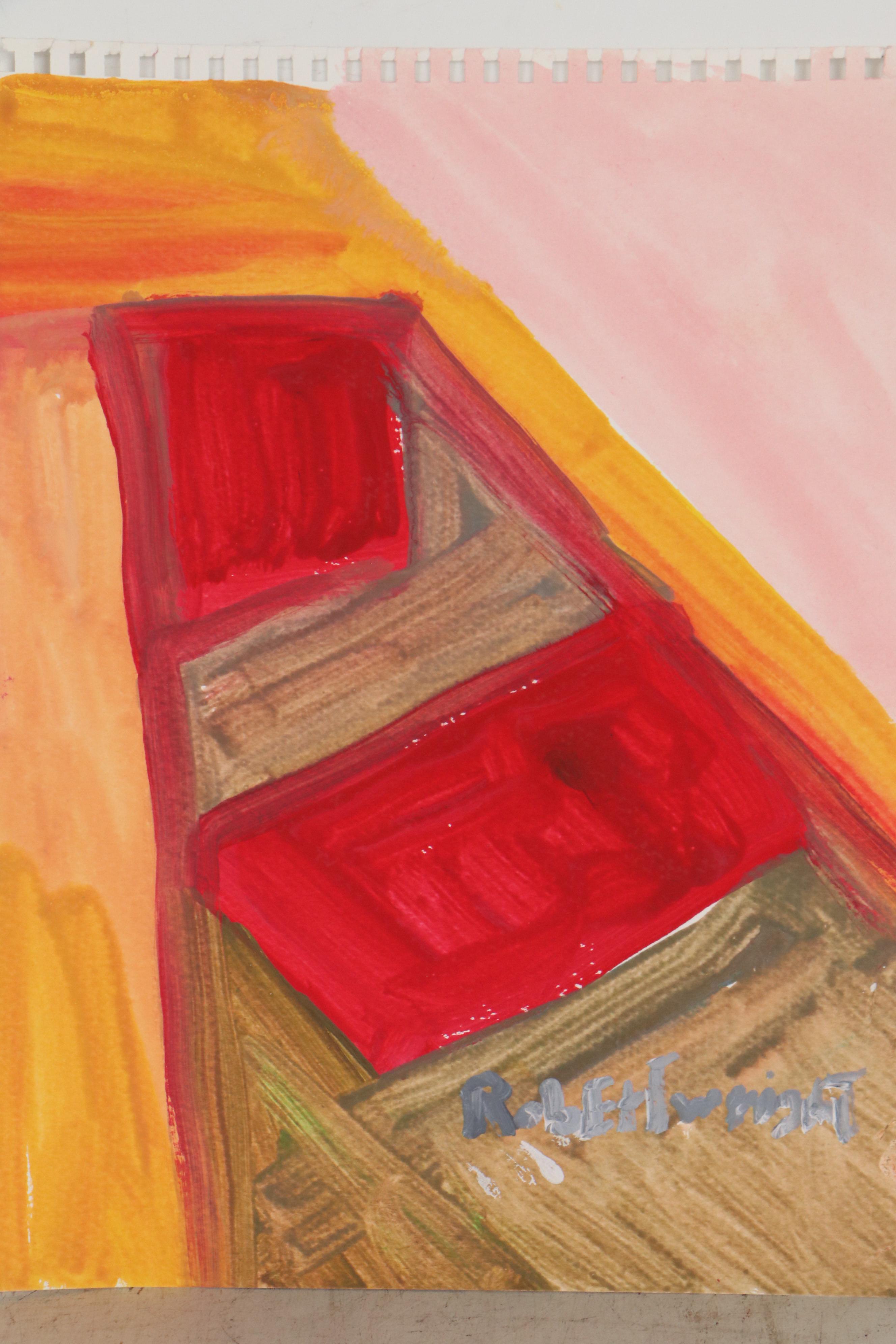 Robert Wright Abstract Folk Art Acrylic Paintings EBTH