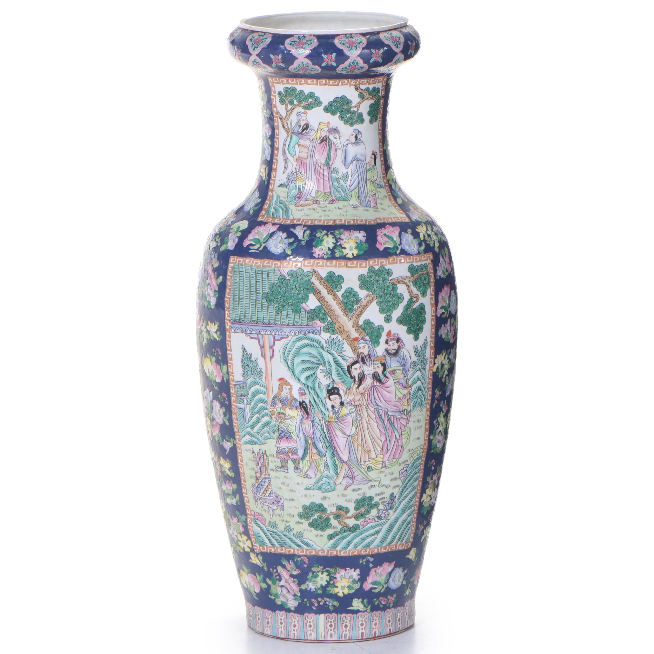 Large Chinese Floor Vase with Figural Scenes EBTH
