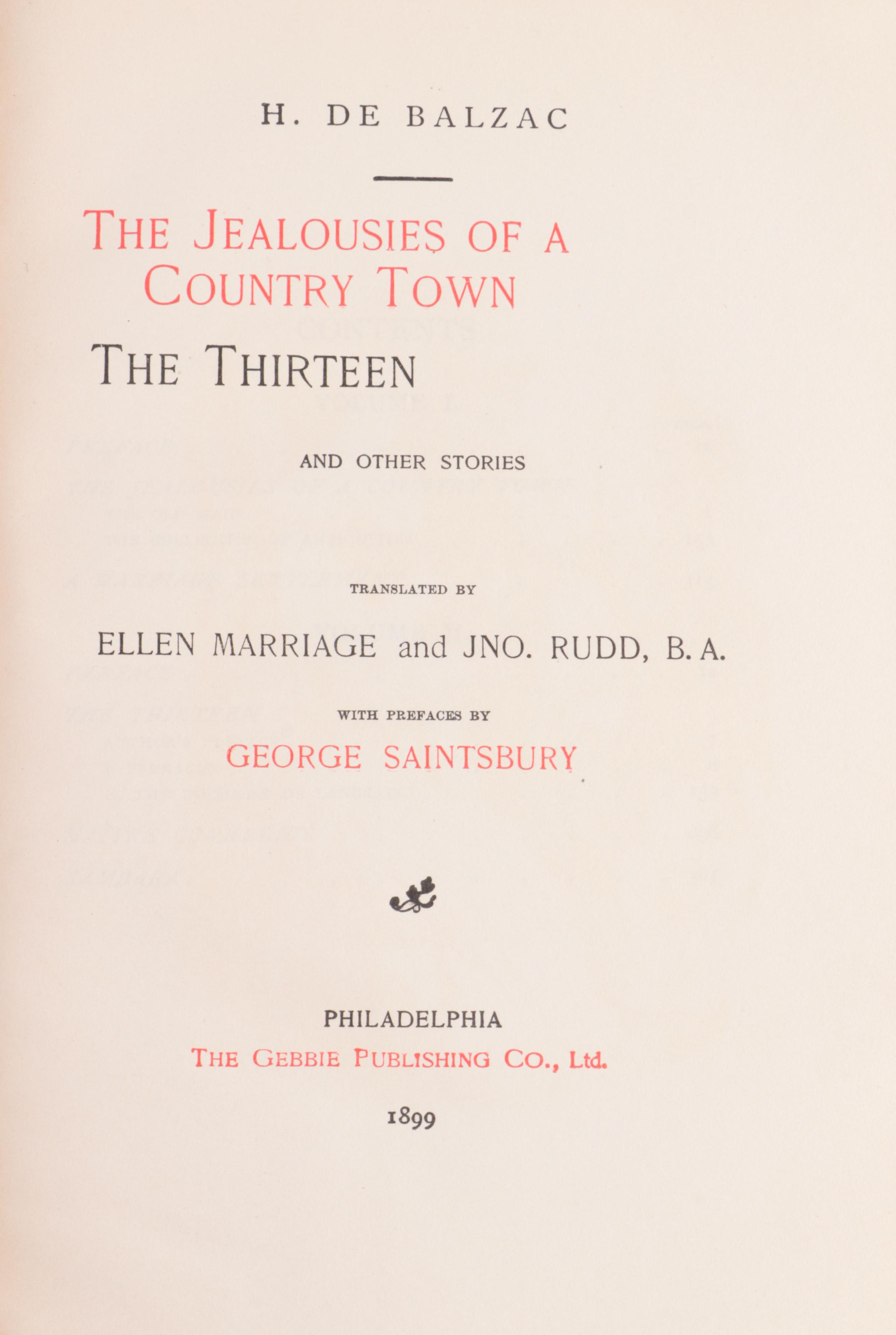 Centenary Edition "The Novels of Balzac" SixteenVolume Set, 1899 EBTH