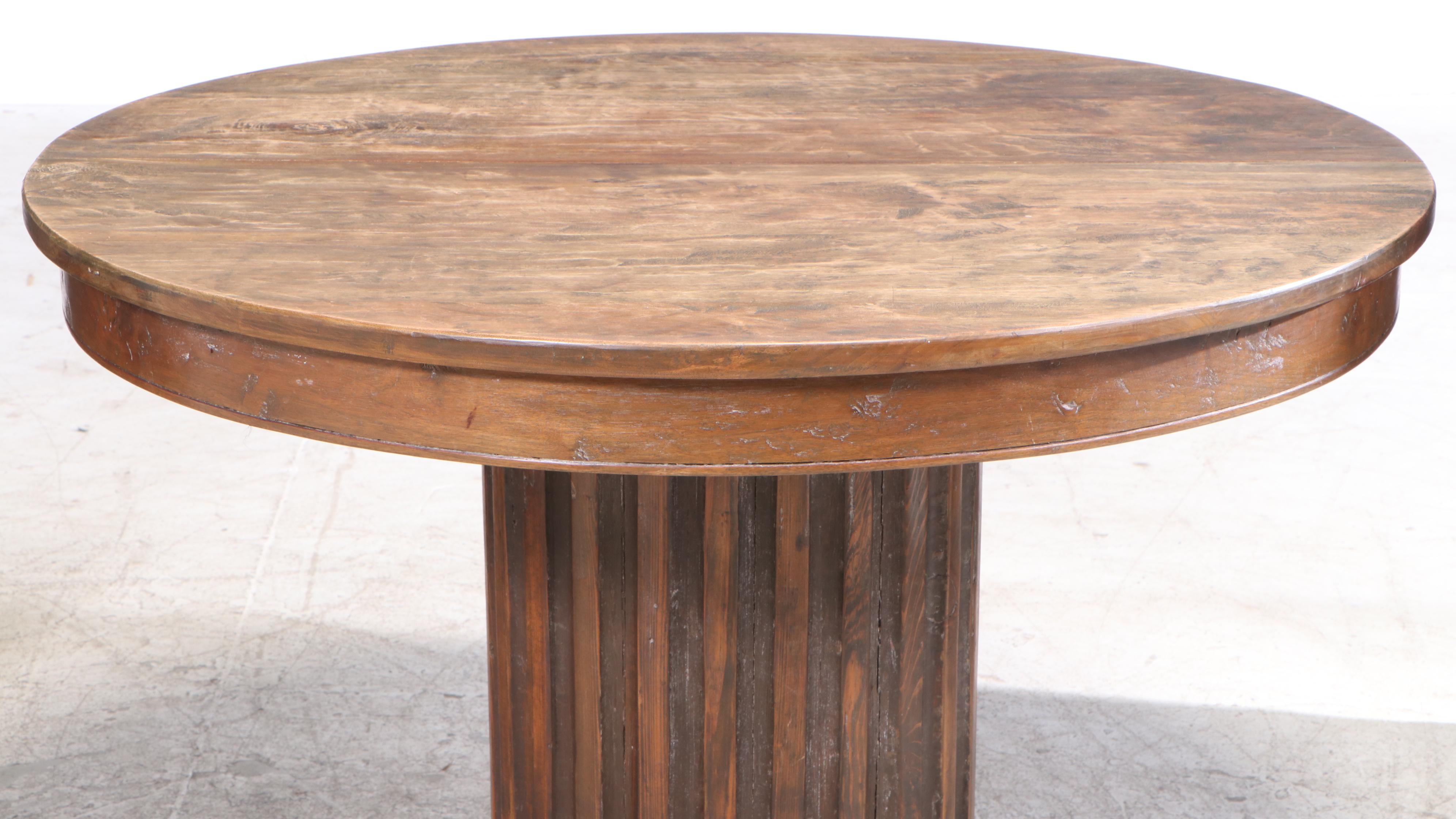 HandScraped Round Dining Table on Fluted Pedestal EBTH