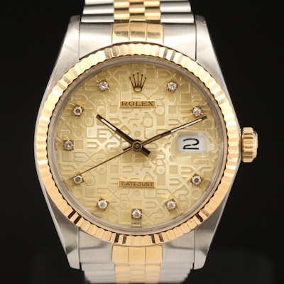 1987 Rolex Oyster Perpetual Datejust Jubilee Diamond Dial Wristwatch
