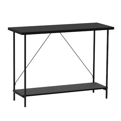 Industrial Style Metal and Black Wood Grain Console Table