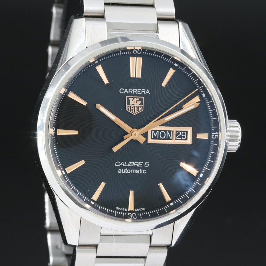 TAG Heuer Carrera Calibre 5 Automatic Stainless Steel Day/Date Wristwatch