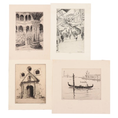Lee Sturges Etchings Including "Rialto Venice," Circa 1930