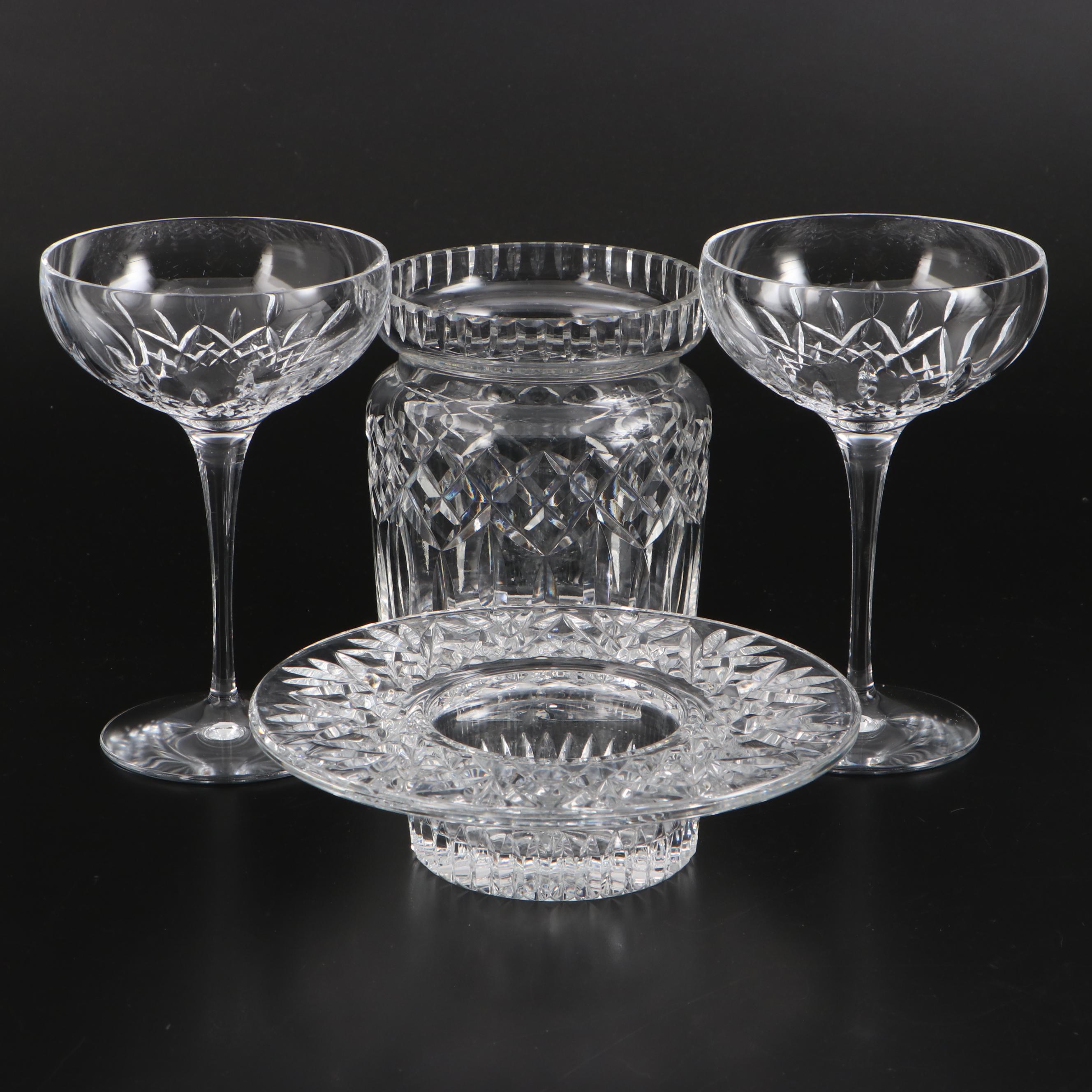 Waterford Crystal "Lismore" Biscuit Barrel with "Bethany" Candle Holder
