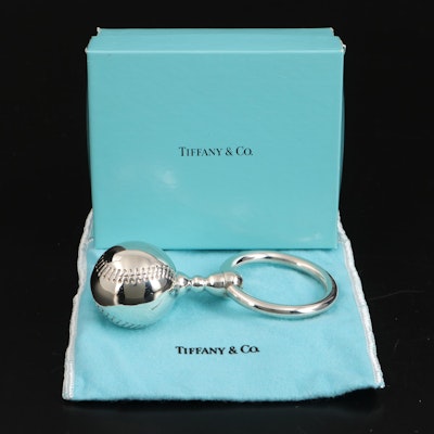 Tiffany & Co. Sterling Silver Teething Ring Baseball Rattle