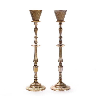 Neoclassical Style Brass Candlesticks, 20th Century