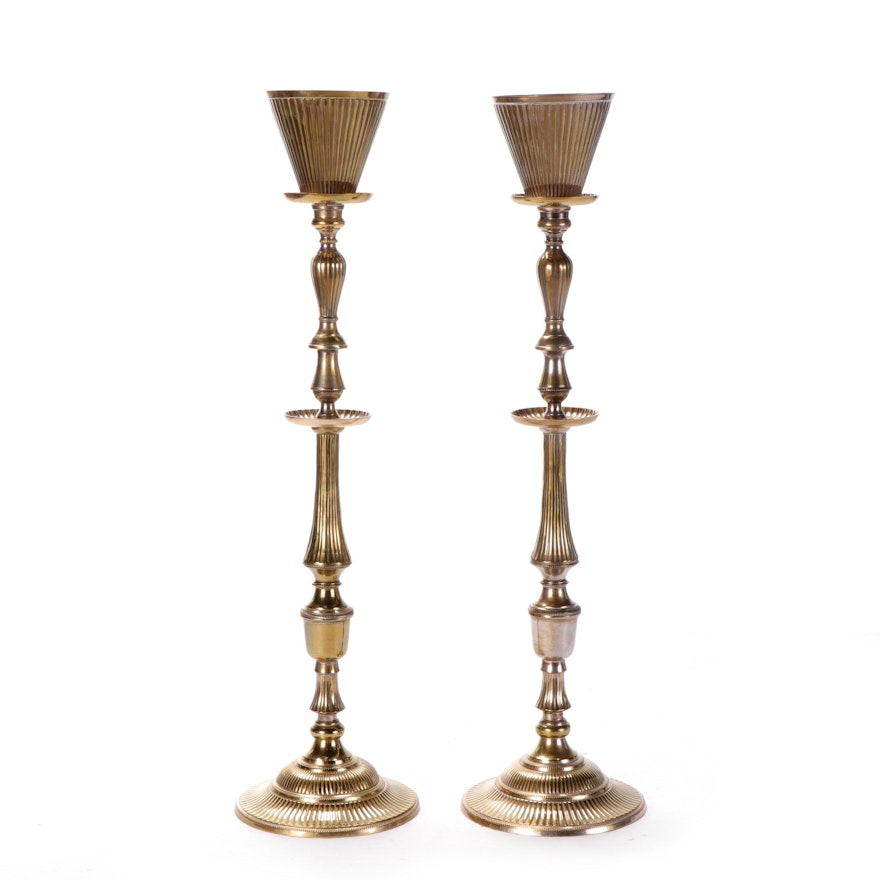 Neoclassical Style Brass Candlesticks, 20th Century