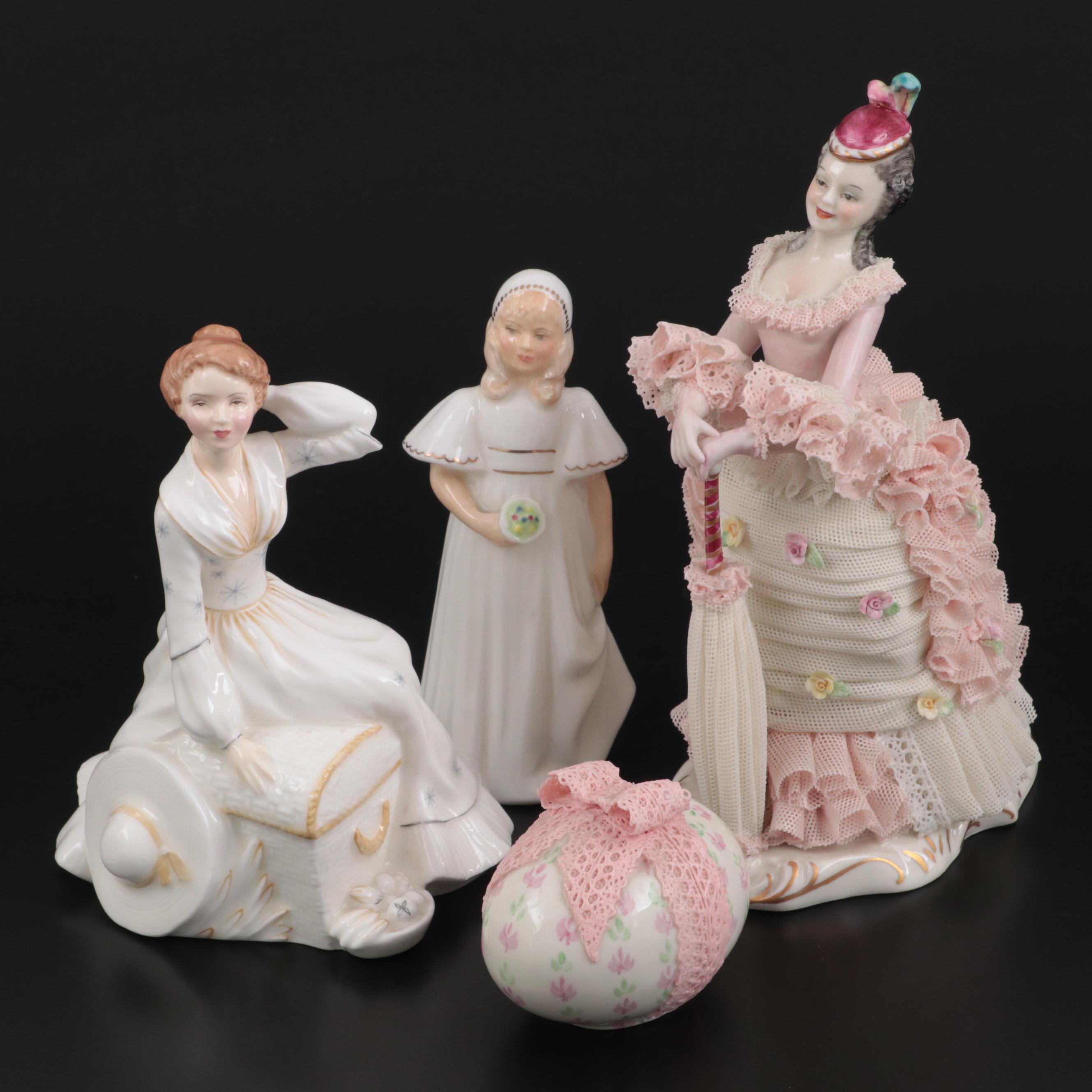 Irish Dresden Porcelain Lace and Royal Doulton Bone China Figurines EBTH