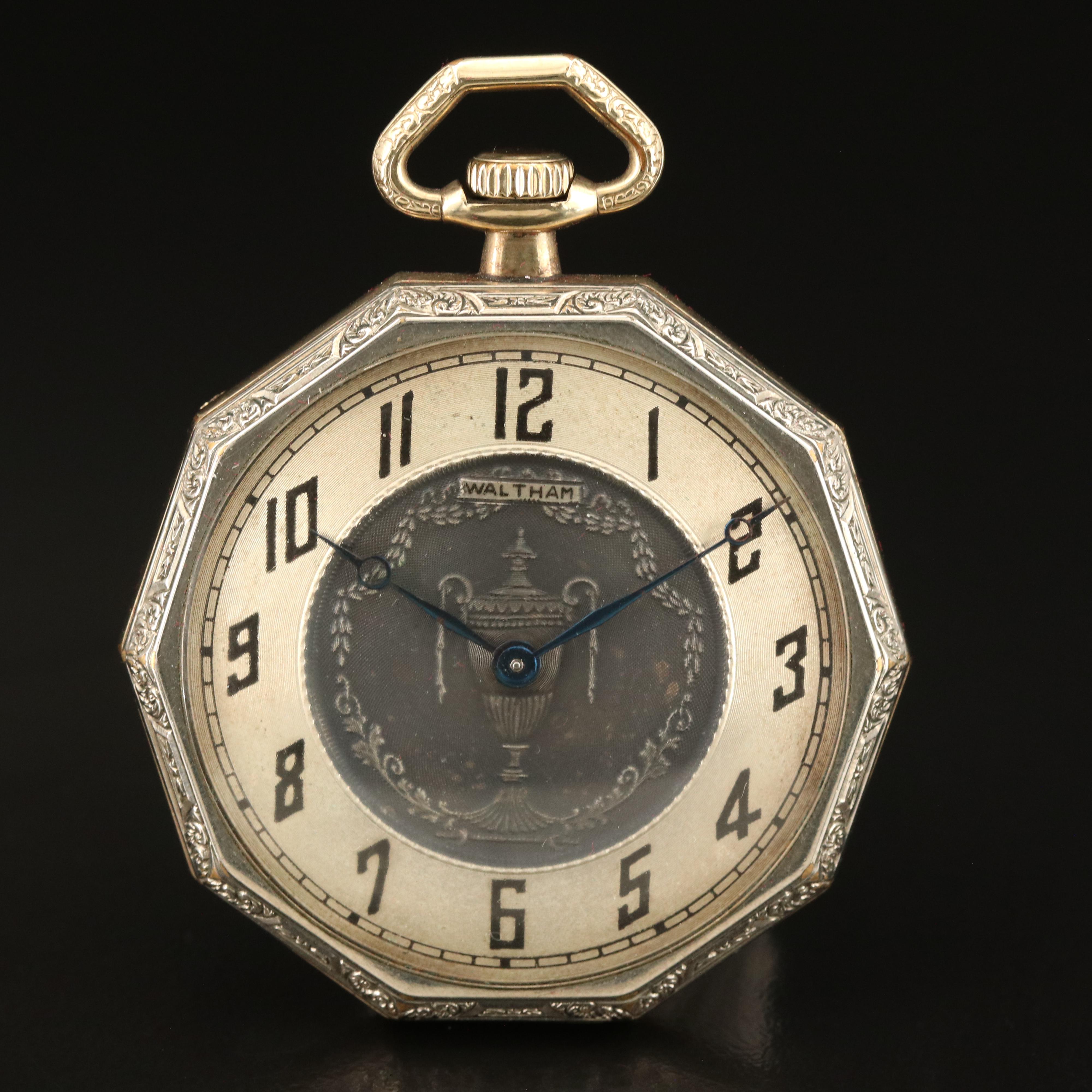 1933 Waltham Octagonal Open Face Pocket Watch EBTH