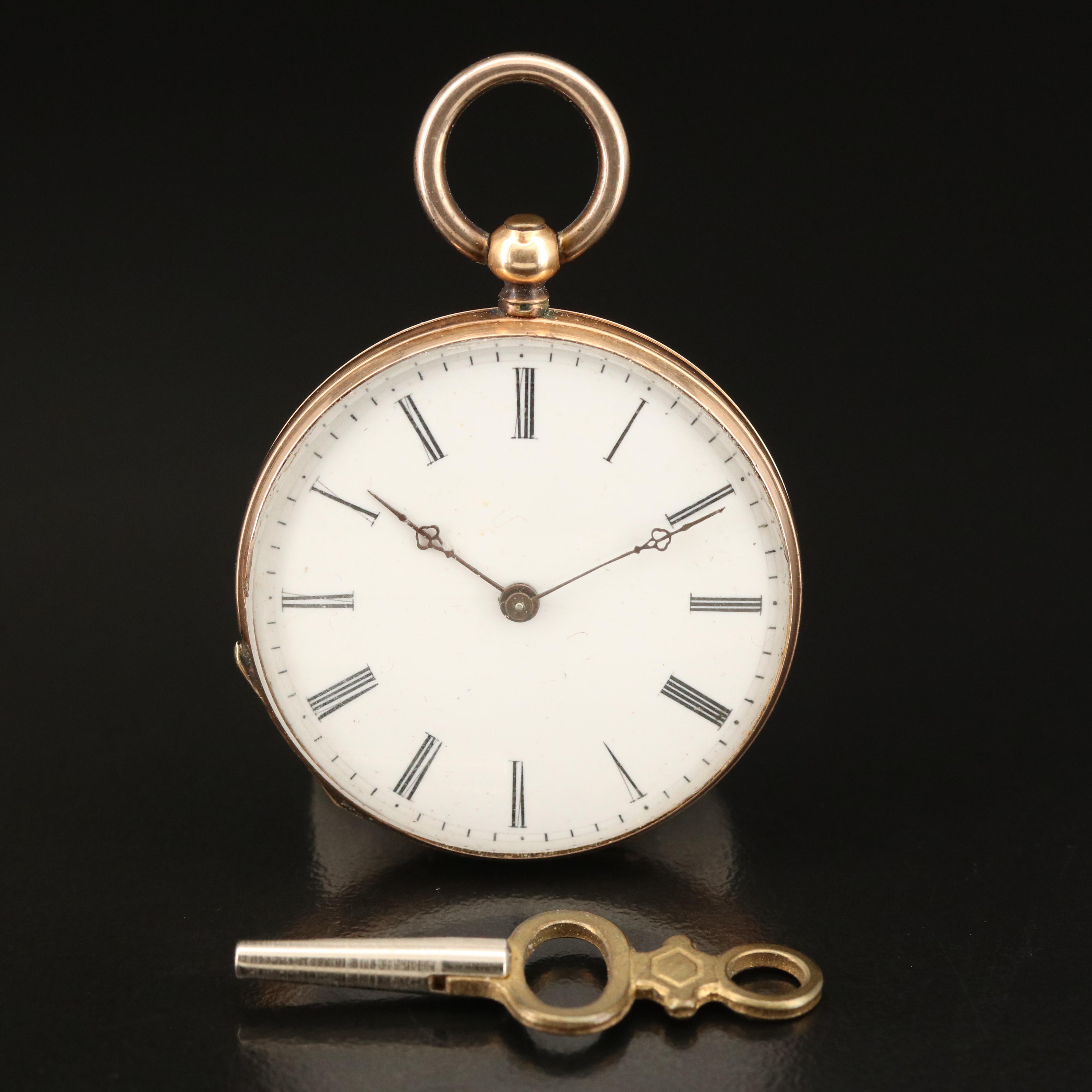 14K Key Wind & Set European Pocket Watch EBTH