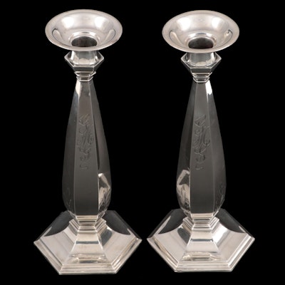 Whiting Mfg. Co. Weighted Sterling Silver Candlesticks, 1918