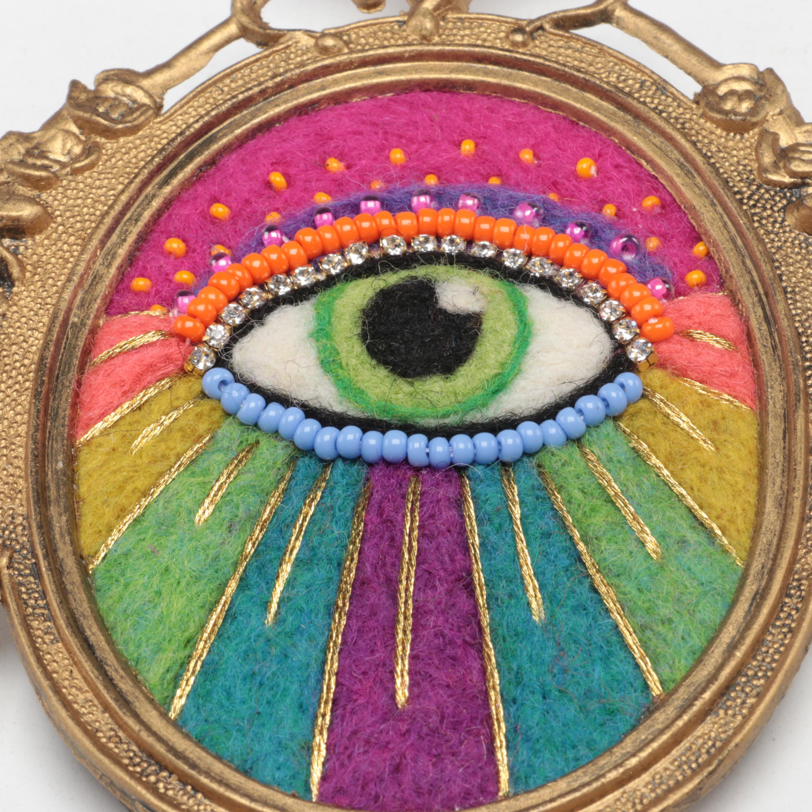 Sarah Miller Fiber Art Wall Hanging of Mystic Eye EBTH