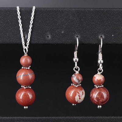 Sterling Silver Gemstone Necklace and Earrings