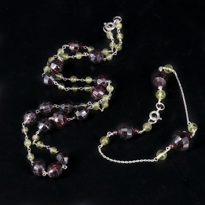 Sterling Silver Gemstone Station Necklace and Bracelet Collection