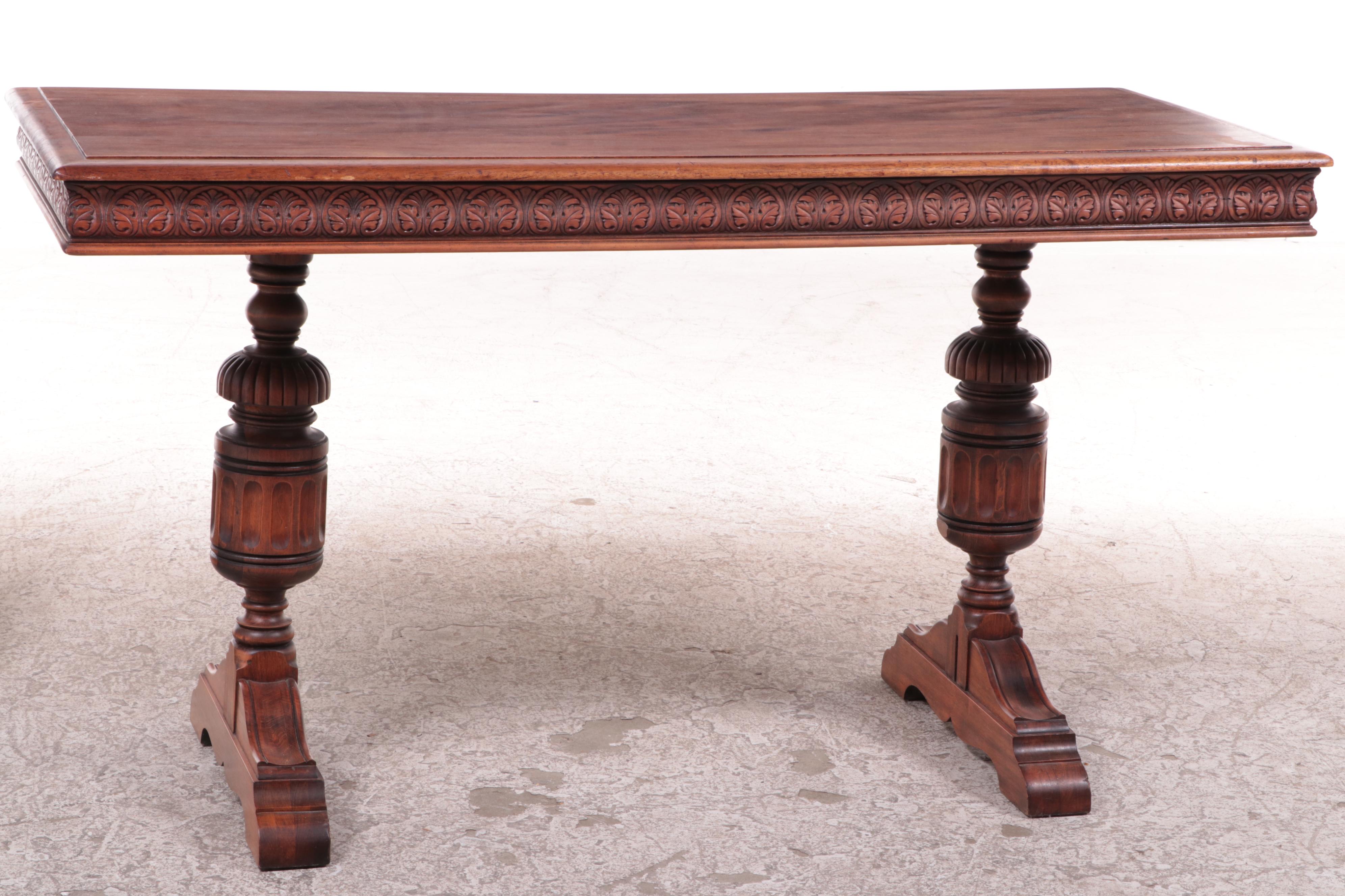 Knoxville Tables, Jacobean Style Mahogany TrestleBase Console Table