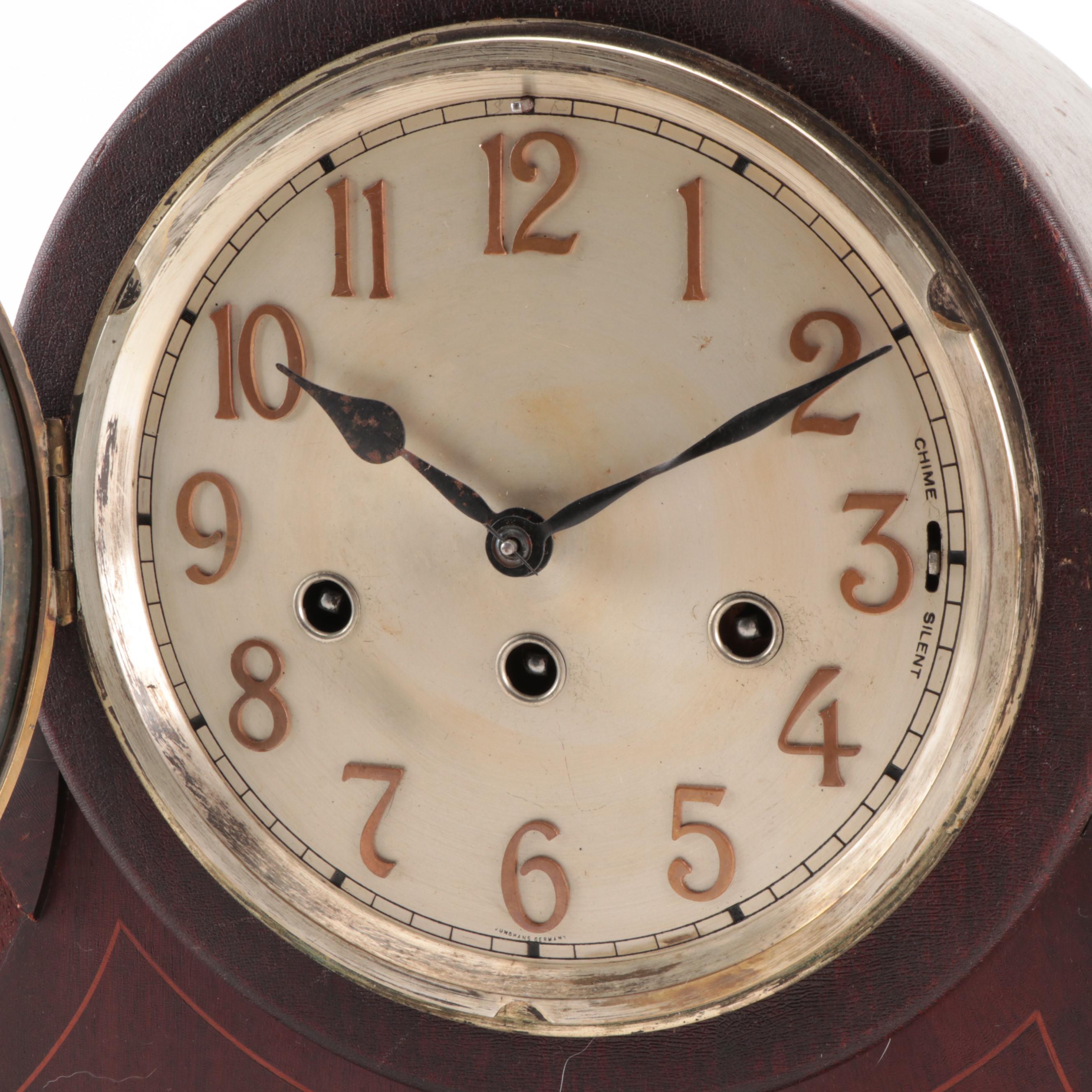 Junghans Wurttemberg Mahogany Tambour Mantel Clock, Early 20th Century