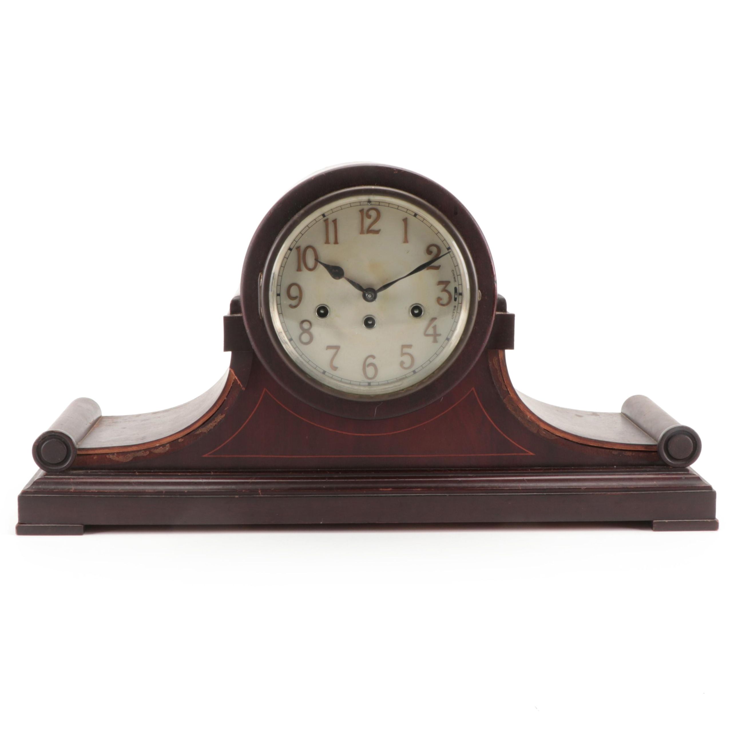 Junghans Wurttemberg Mahogany Tambour Mantel Clock, Early 20th Century