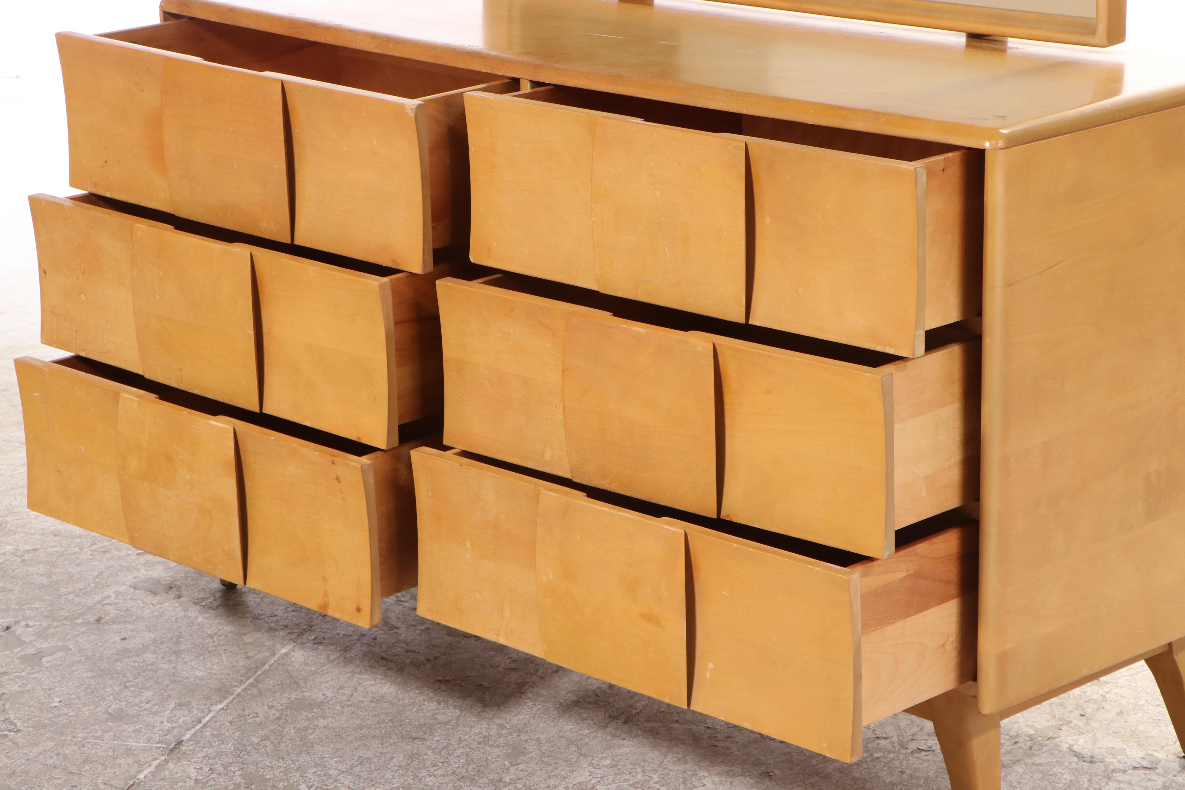 HeywoodWakefield Maple Dresser with Mirror EBTH