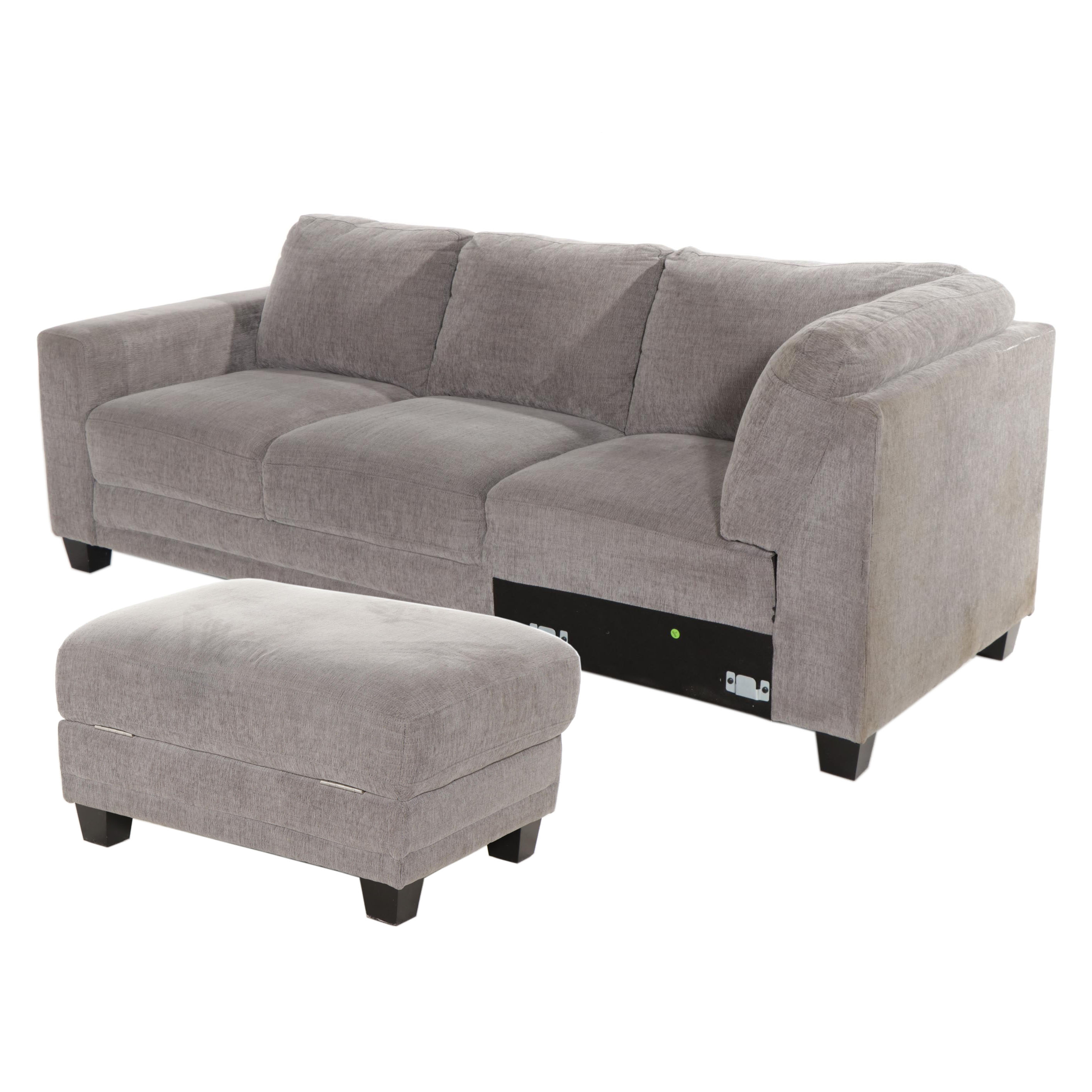 Partial Zoy Home Furnishing "Santana" Fabric Sectional with Storage