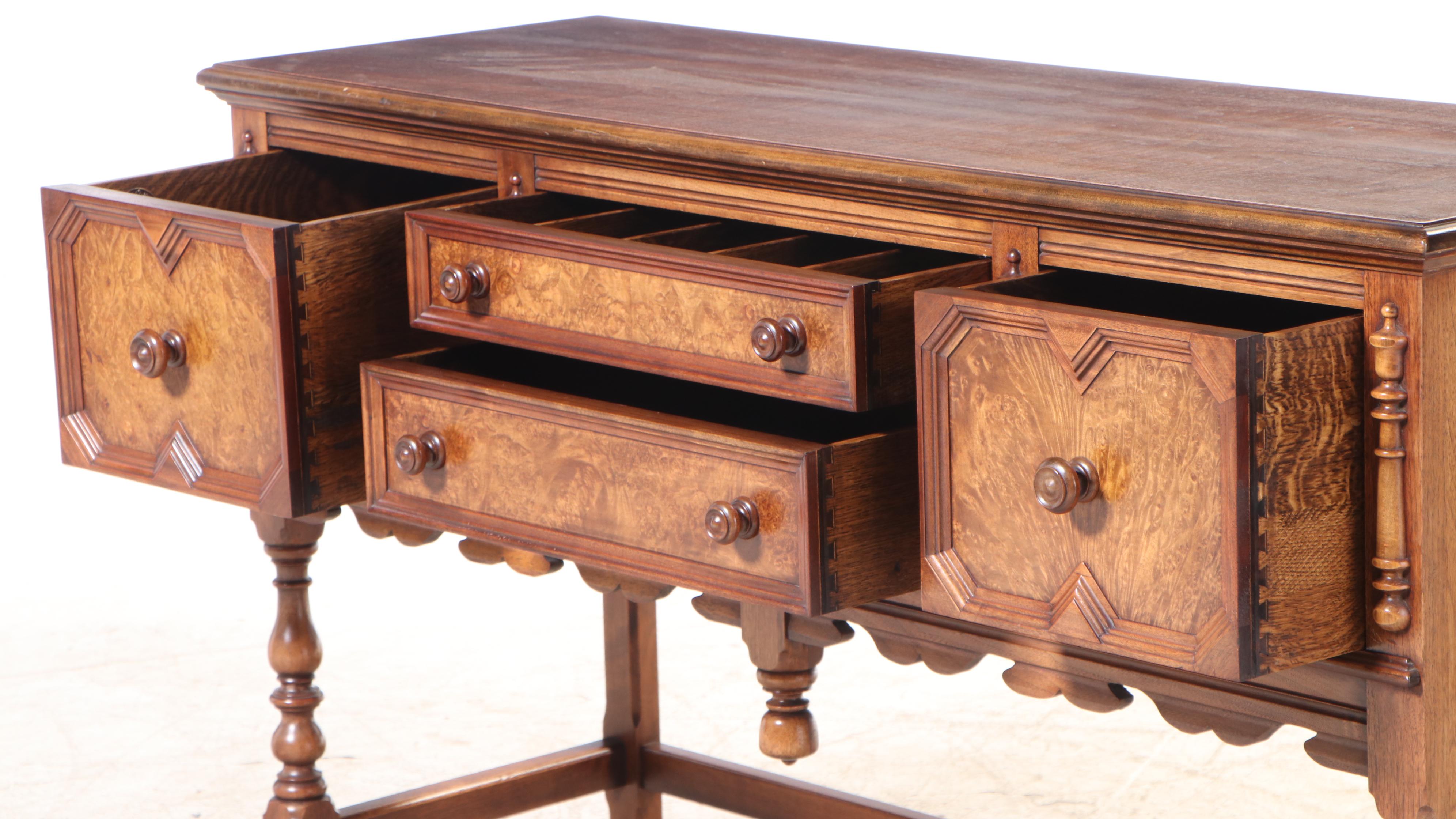 JohnsonHandleyJohnson Co. Jacobean Style Walnut and Burl Walnut