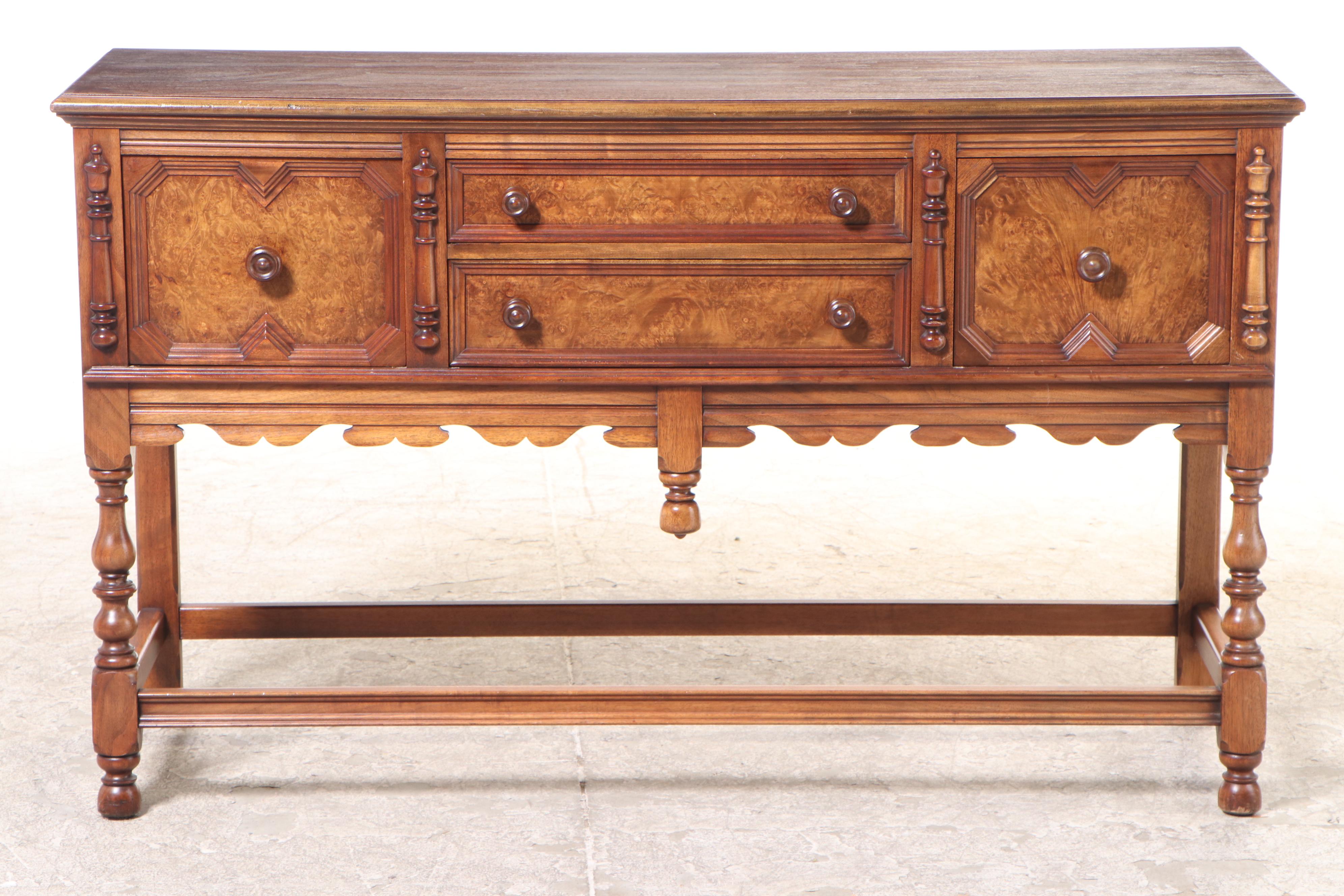 JohnsonHandleyJohnson Co. Jacobean Style Walnut and Burl Walnut