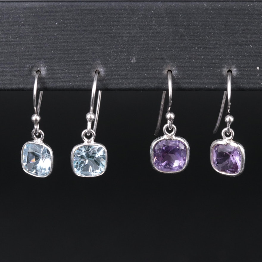 Topaz and Amethyst Earrings Including Sterling Silver