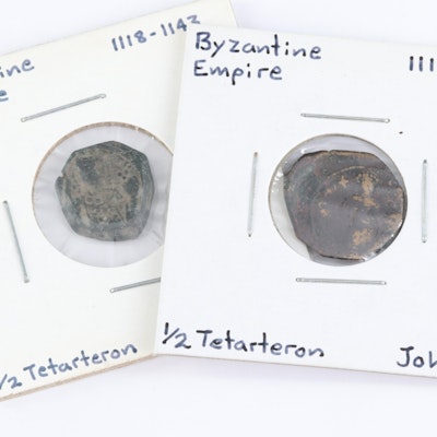 Two Ancient Byzantine 1/2 Tetarteron Coins of John II, ca. 1118 AD