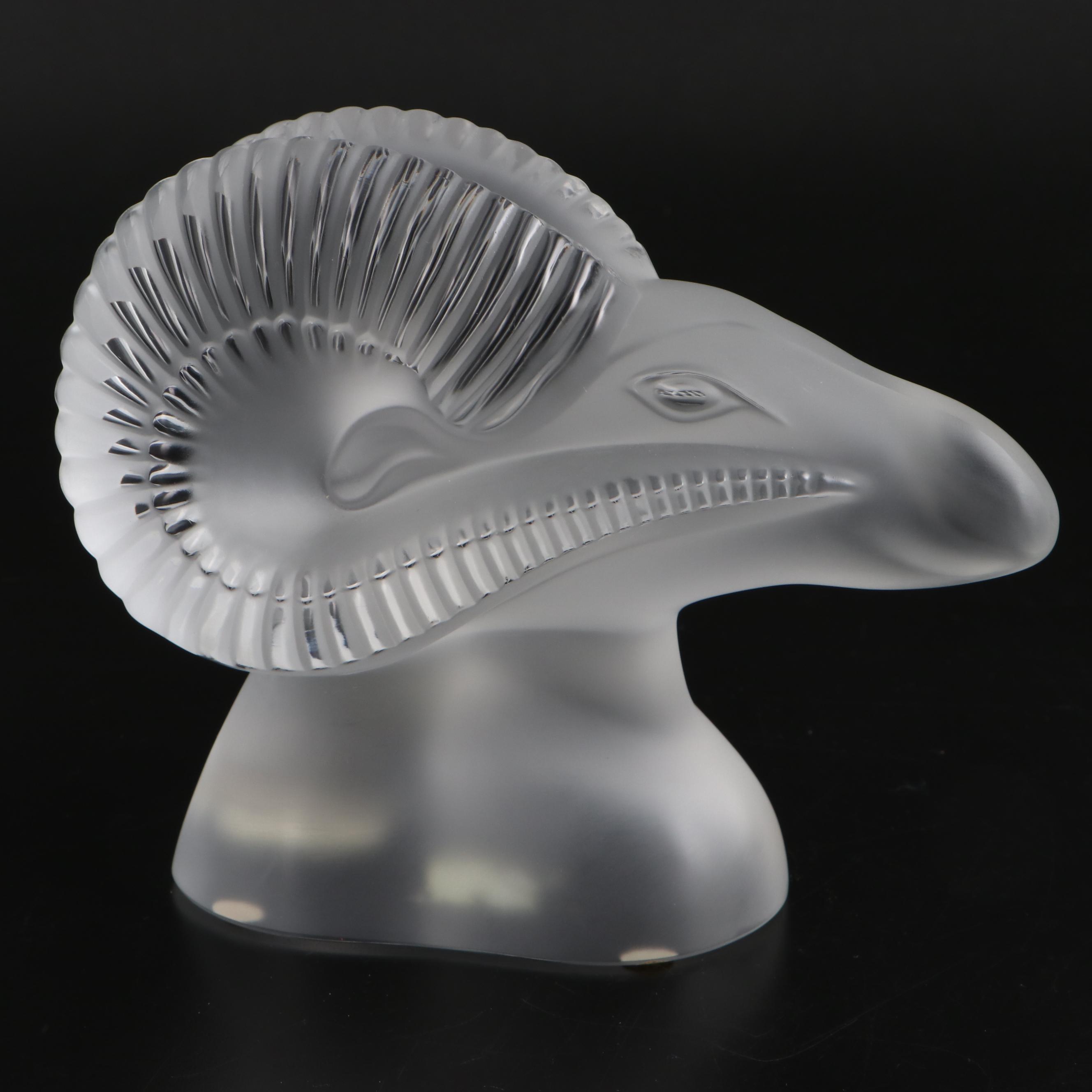 Lalique Crystal Ram's Head EBTH