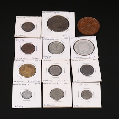 Group of Twelve German Coins and Medals