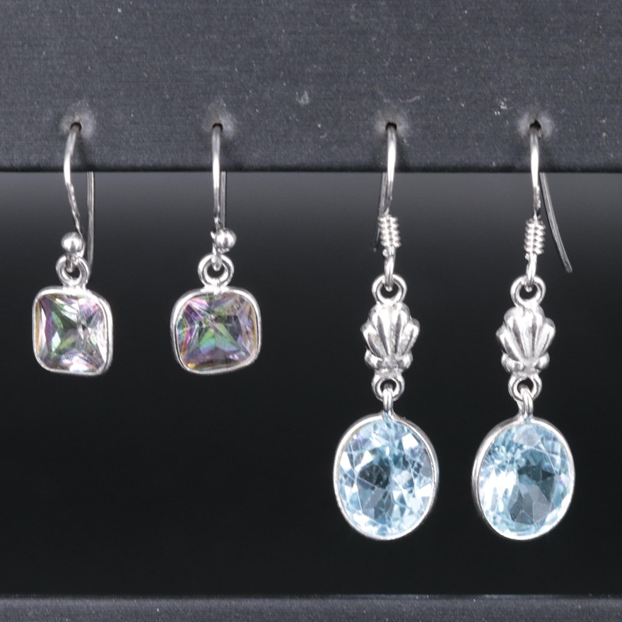 Sterling Drop Earrings Featuring Gemstones