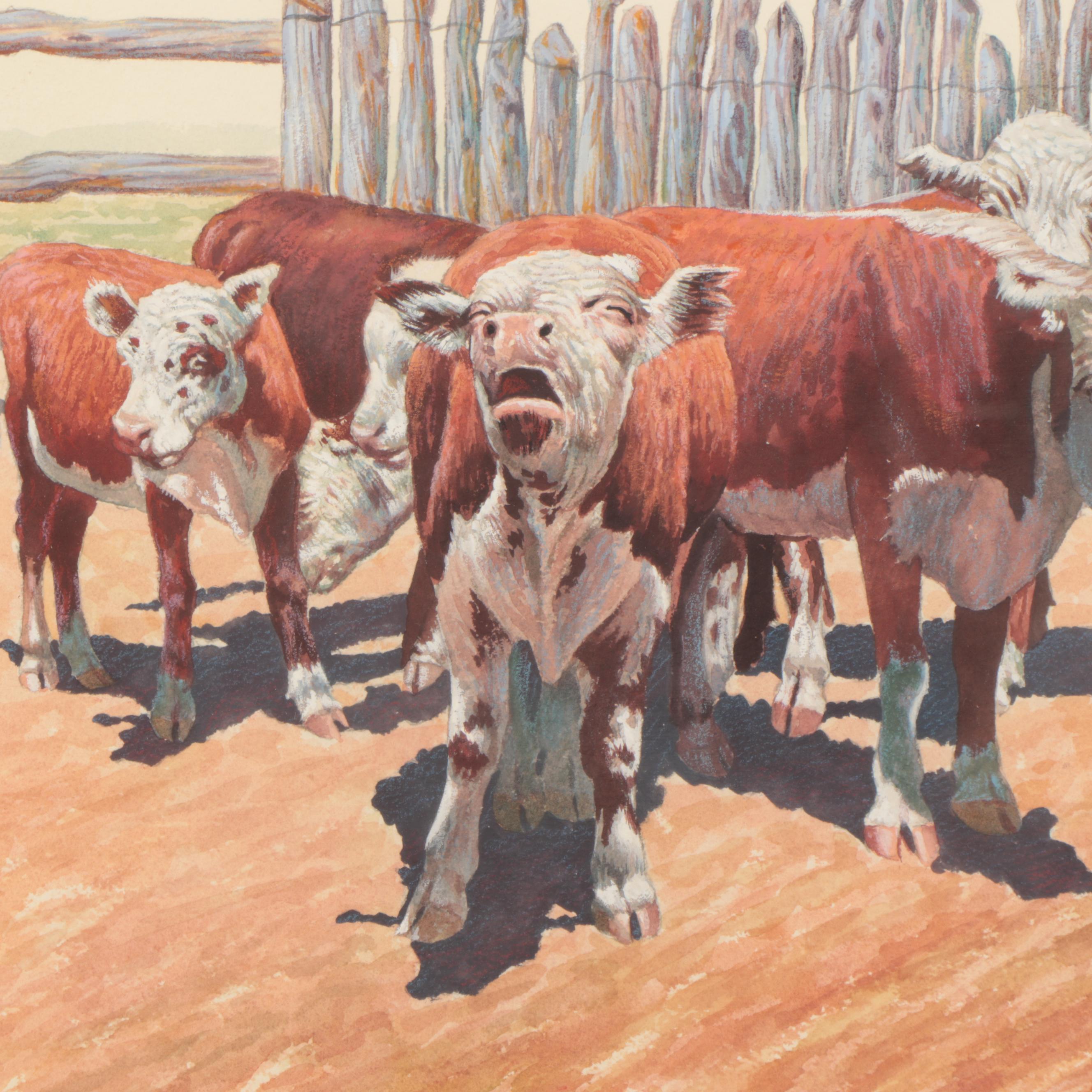 Dan Muller Watercolor Painting of Cowboy EBTH