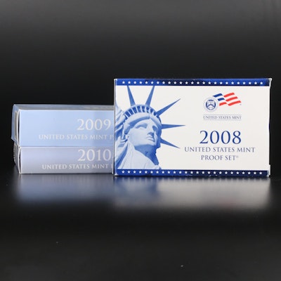Collection of Three U.S. Proof Sets 2008, 2009, and 2010