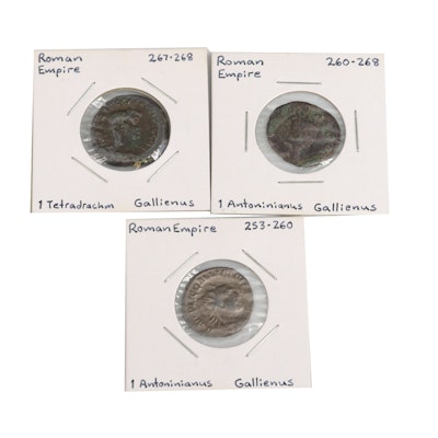 Three Ancient Roman Imperial Coins of Gallienus, ca. 260 AD