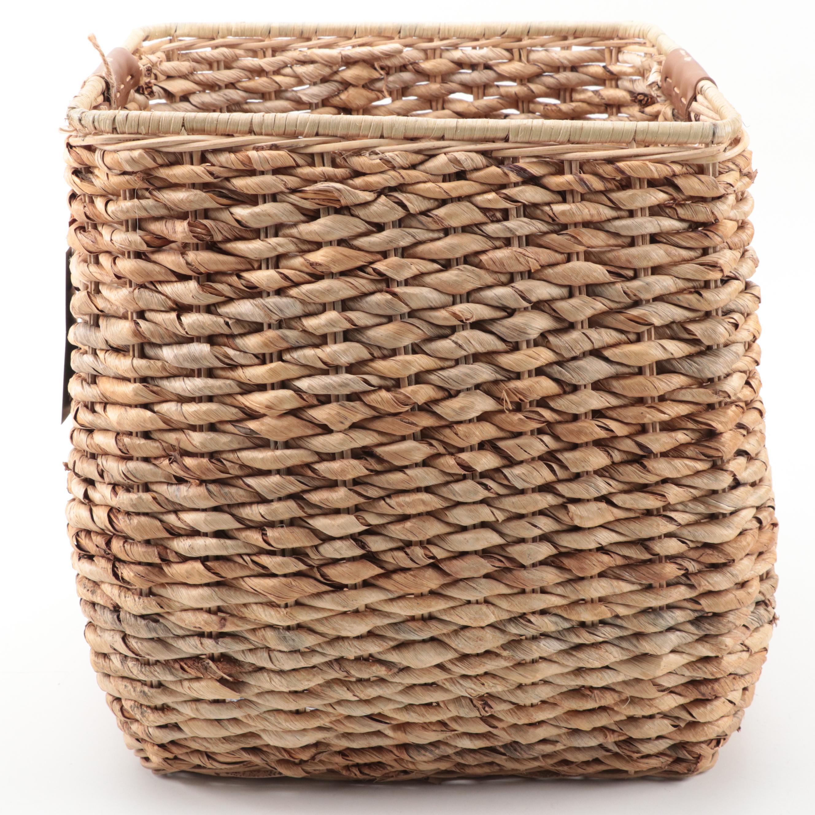 Threshold with Studio McGee Woven Storage Basket with Leather Handles ...