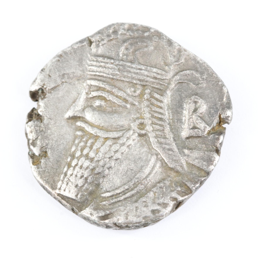 Ancient Parthian AR Tetradrachm Coin of Vologases IV, ca. 150 AD